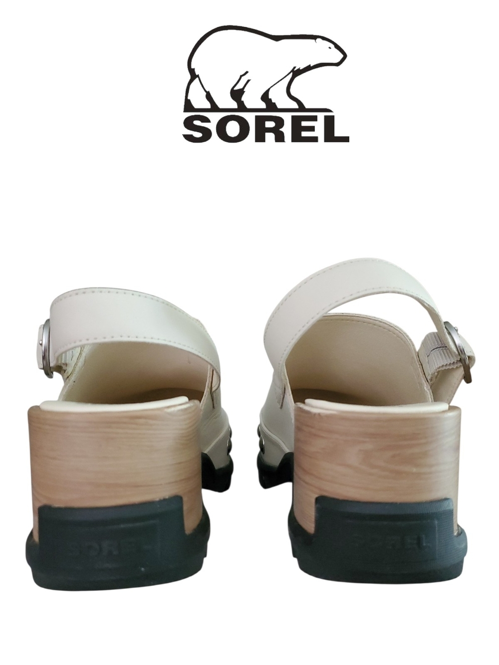 Sorel Chalk & Black Roam’n Clog™ RVT Leather Women's Shoe Size 8 - Picture 7 of 9
